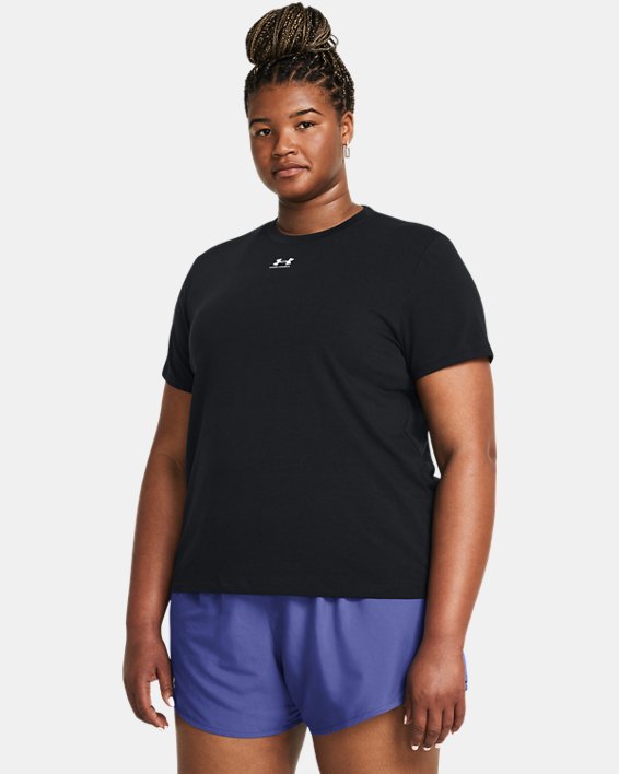 Women's UA Rival Core Short Sleeve in Black image number 0